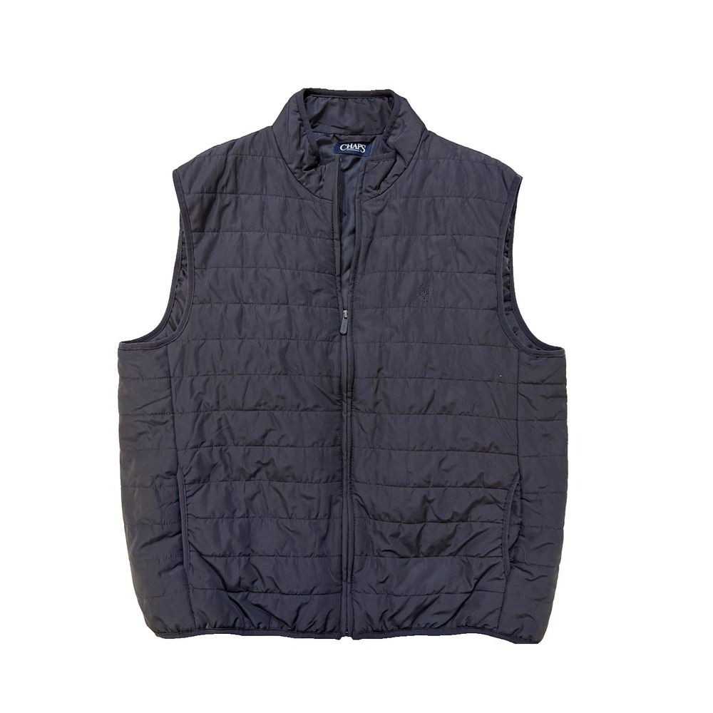 Ralph Lauren Chaps Puffer Vest Mens 2XL Navy Quilted Zip Front Light Sleeveless